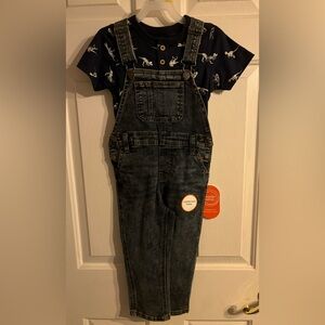 NWT toddler boys overalls with Dino shirt 3T